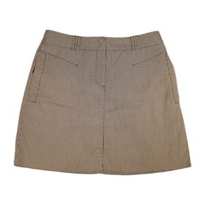 Annika Cutter & Buck Golf Skort Womens 6 Chocolate Brown Houndstooth Zip Pockets